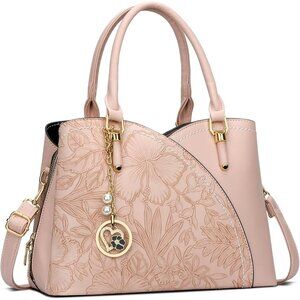 Women’s Pink Triple Compartment Satchel Fashion Top Handle Shoulder Bag